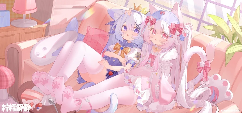 Original, 2girls, Animal Ears