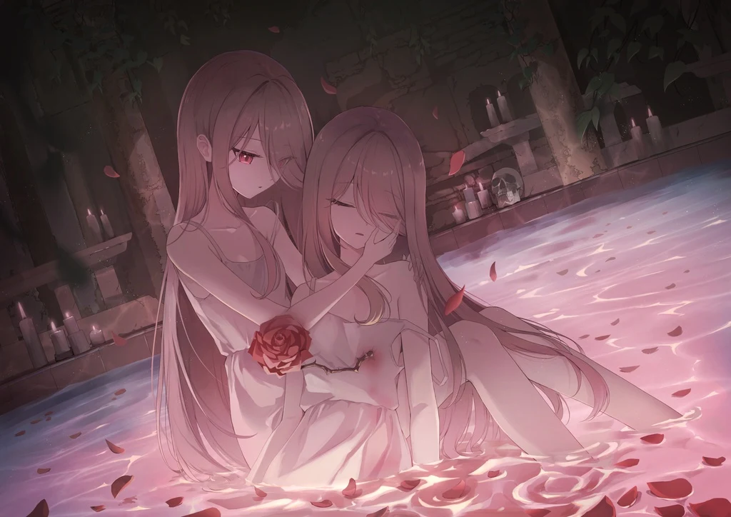 Original, 2girls, Bath