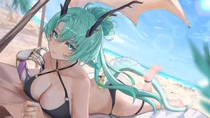 animal ears, aqua eyes, aqua hair #744