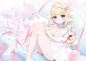 bicolored eyes, blonde hair, blush #313
