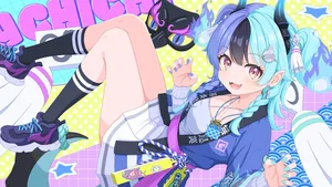 hololive, achichi mela, blue hair #394