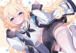 animal ears, blonde hair, blue eyes #877