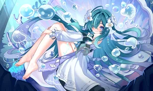 genshin impact, vodyanitsa (genshin impact), aqua hair #318