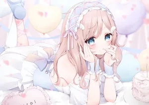 blue eyes, bow, brown hair #309